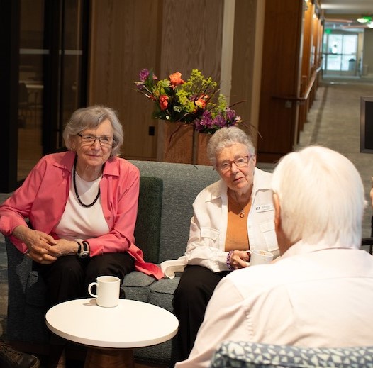 woman talking in group