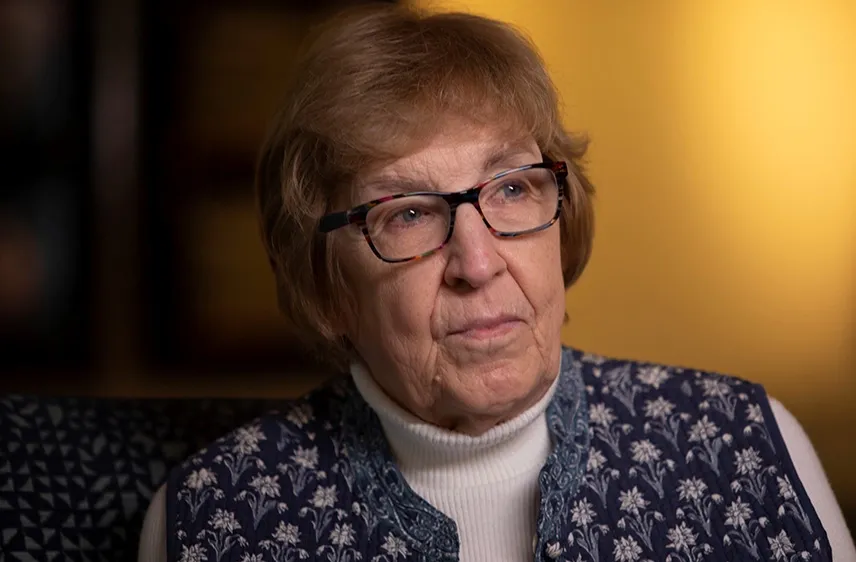 Elderly woman with glasses