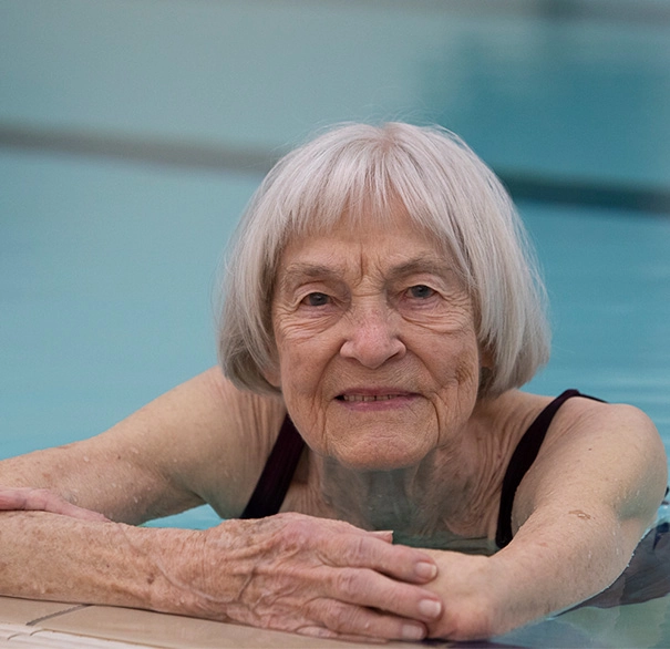 Senior woman swimming