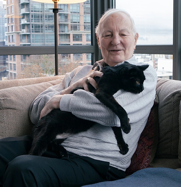 Man holding cat