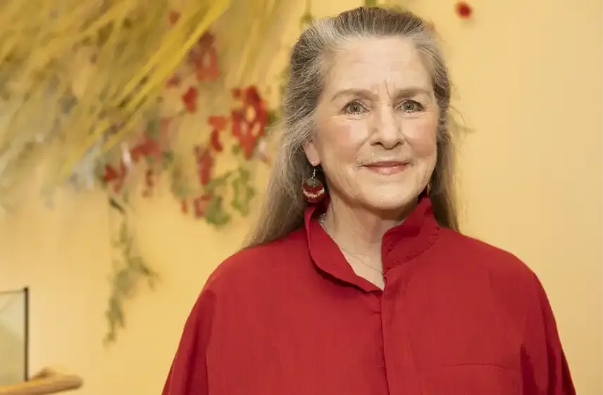 senior woman in red
