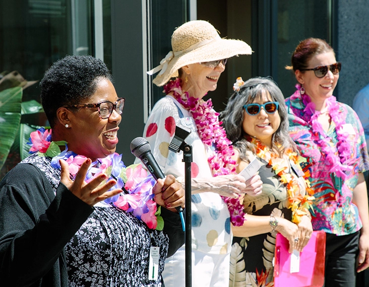 Woman speaking to group