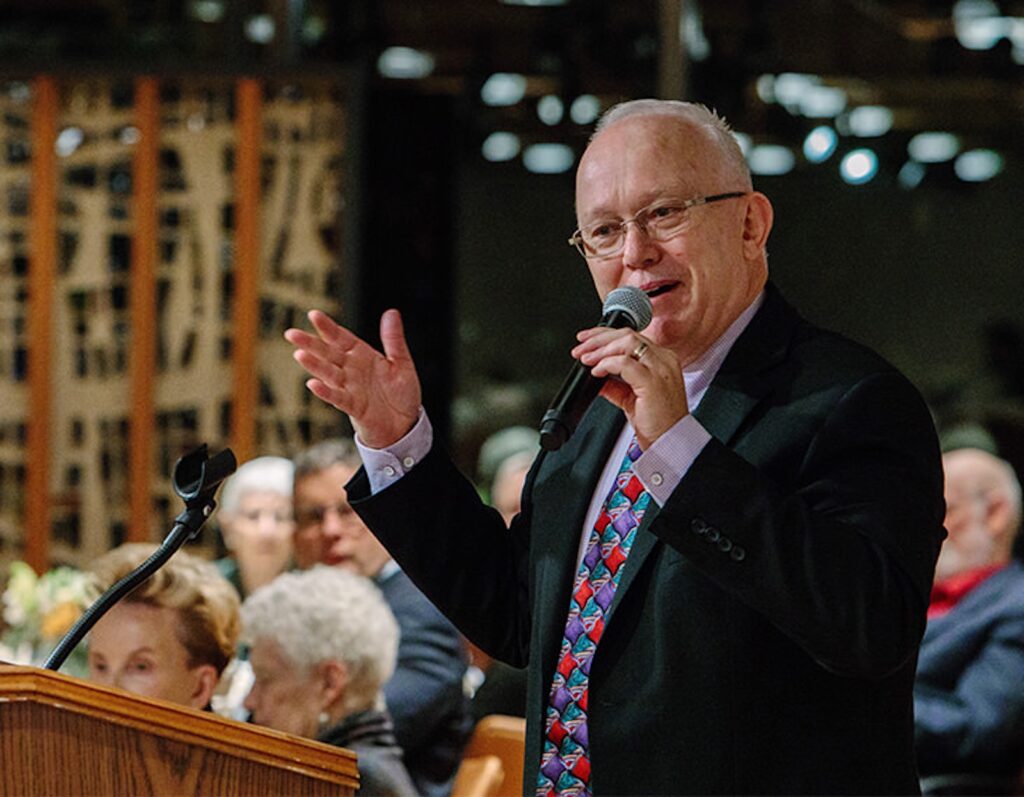 senior council members listen to a speaker