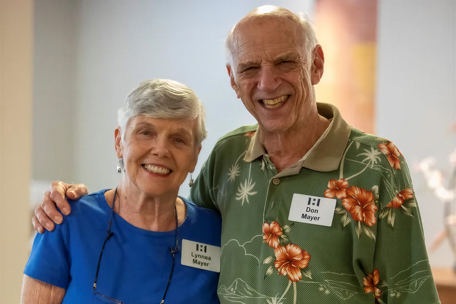 Elderly couple smiling