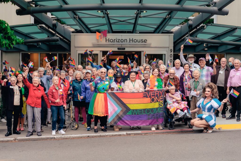 Pride group photo outside Horizon House