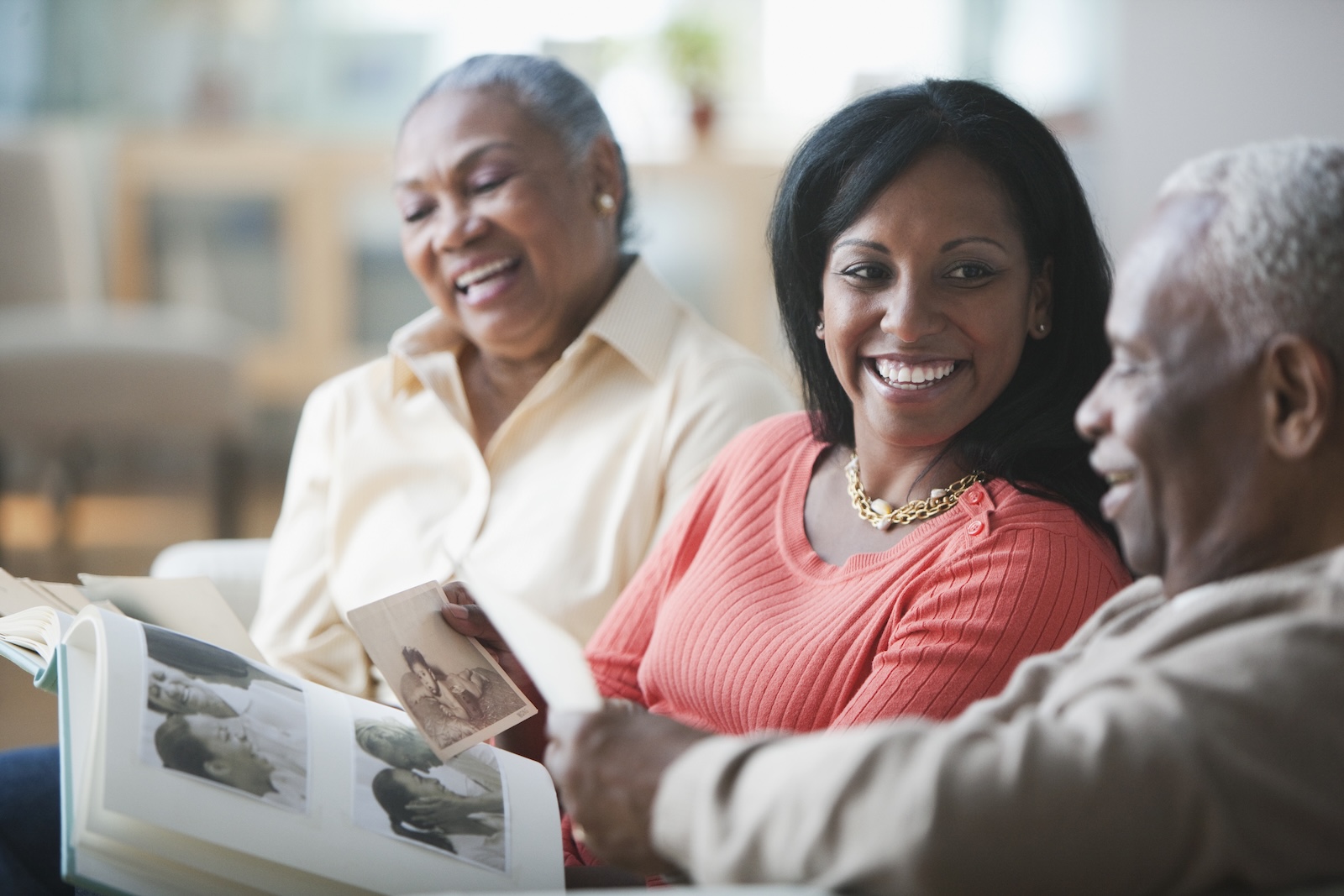 Family enjoying some time together looking at pictures