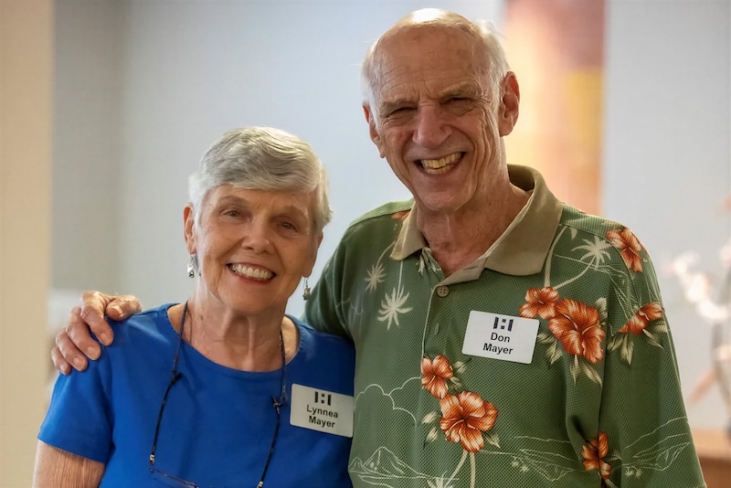 Elderly couple smiling